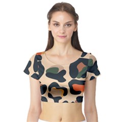 Exotic Leopard Skin Design Short Sleeve Crop Top by ArtsyWishy