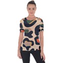 Exotic Leopard Skin Design Shoulder Cut Out Short Sleeve Top View1