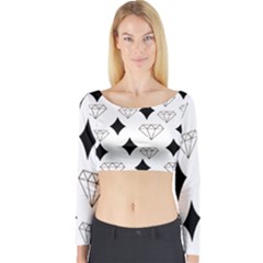 Black & Gold Diamond Design Long Sleeve Crop Top by ArtsyWishy