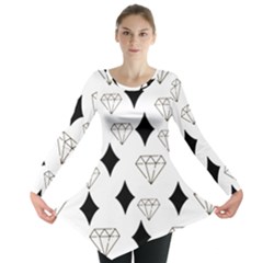 Black & Gold Diamond Design Long Sleeve Tunic  by ArtsyWishy