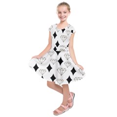 Black & Gold Diamond Design Kids  Short Sleeve Dress by ArtsyWishy