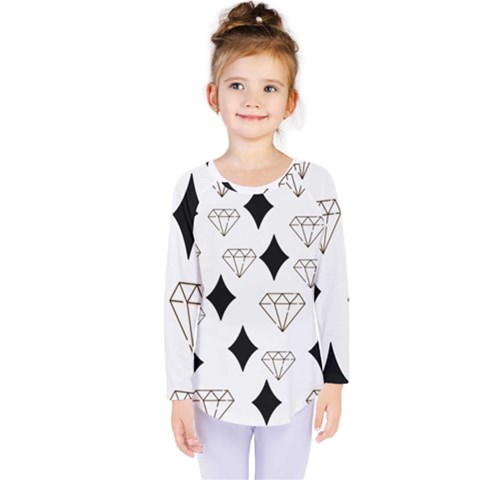 Black & Gold Diamond Design Kids  Long Sleeve Tee by ArtsyWishy