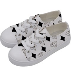 Black & Gold Diamond Design Kids  Low Top Canvas Sneakers by ArtsyWishy