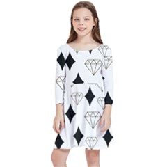 Black & Gold Diamond Design Kids  Quarter Sleeve Skater Dress by ArtsyWishy