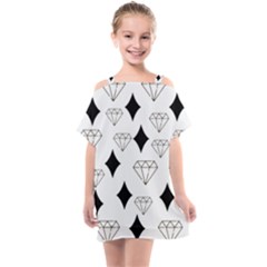 Black & Gold Diamond Design Kids  One Piece Chiffon Dress by ArtsyWishy