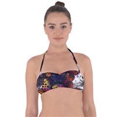 Butterfly Floral Pattern Halter Bandeau Bikini Top by ArtsyWishy