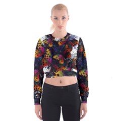 Butterfly Floral Pattern Cropped Sweatshirt by ArtsyWishy