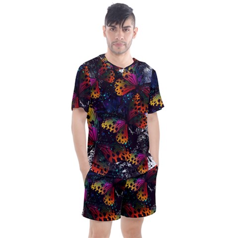 Butterfly Floral Pattern Men s Mesh Tee And Shorts Set by ArtsyWishy