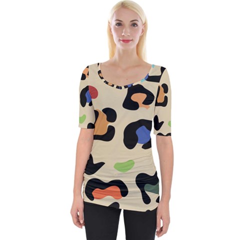 Animal Print Design Wide Neckline Tee by ArtsyWishy