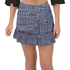 Dark Denim With Letters Fishtail Mini Chiffon Skirt