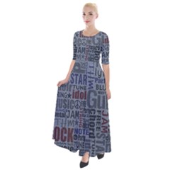 Dark Denim With Letters Half Sleeves Maxi Dress by ArtsyWishy