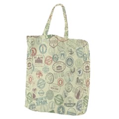 Beige Denim With Logos Giant Grocery Tote by ArtsyWishy
