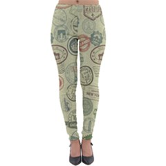 Beige Denim With Logos Lightweight Velour Leggings