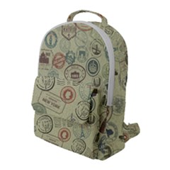 Beige Denim With Logos Flap Pocket Backpack (large) by ArtsyWishy