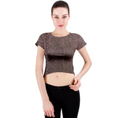 Leather Snakeskin Design Crew Neck Crop Top by ArtsyWishy