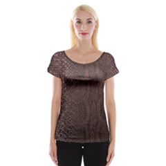 Leather Snakeskin Design Cap Sleeve Top by ArtsyWishy