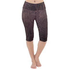 Leather Snakeskin Design Lightweight Velour Cropped Yoga Leggings by ArtsyWishy