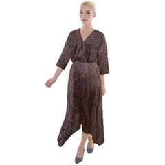 Leather Snakeskin Design Quarter Sleeve Wrap Front Maxi Dress by ArtsyWishy