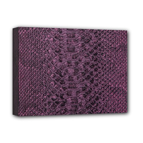 Purple Leather Snakeskin Design Deluxe Canvas 16  X 12  (stretched)  by ArtsyWishy