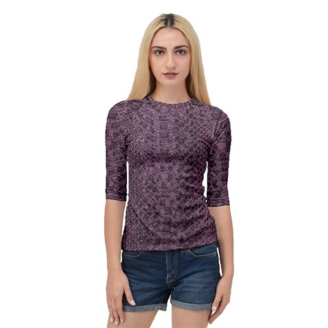 Purple Leather Snakeskin Design Quarter Sleeve Raglan Tee by ArtsyWishy