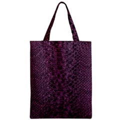 Purple Leather Snakeskin Design Zipper Classic Tote Bag by ArtsyWishy