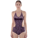 Purple Leather SnakeSkin Design Cut-Out One Piece Swimsuit View1