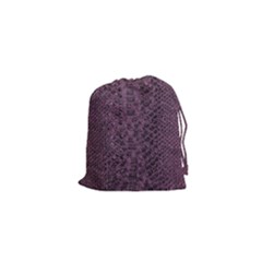 Purple Leather Snakeskin Design Drawstring Pouch (xs) by ArtsyWishy