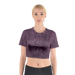 Purple Leather Snakeskin Design Cotton Crop Top