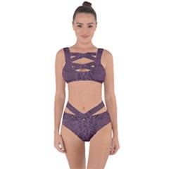 Purple Leather Snakeskin Design Bandaged Up Bikini Set  by ArtsyWishy