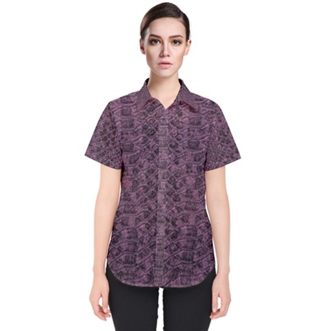 Purple Leather Snakeskin Design Women s Short Sleeve Shirt by ArtsyWishy