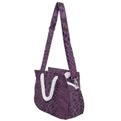 Purple Leather Snakeskin Design Rope Handles Shoulder Strap Bag by ArtsyWishy