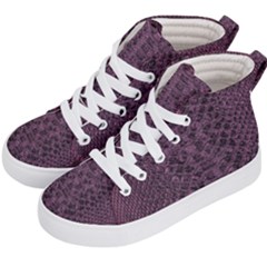 Purple Leather Snakeskin Design Kids  Hi-top Skate Sneakers by ArtsyWishy
