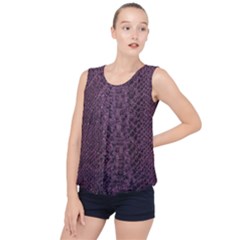 Purple Leather Snakeskin Design Bubble Hem Chiffon Tank Top