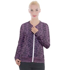 Purple Leather Snakeskin Design Casual Zip Up Jacket by ArtsyWishy