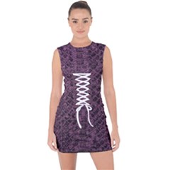 Purple Leather Snakeskin Design Lace Up Front Bodycon Dress by ArtsyWishy