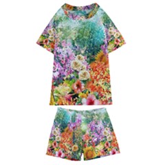 Forest Flowers  Kids  Swim Tee And Shorts Set