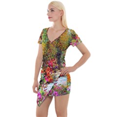 Forest Flowers  Short Sleeve Asymmetric Mini Dress by ArtsyWishy