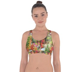 Forest Flowers  Cross String Back Sports Bra by ArtsyWishy