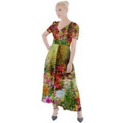 Forest Flowers  Button Up Short Sleeve Maxi Dress by ArtsyWishy