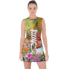 Forest Flowers  Lace Up Front Bodycon Dress by ArtsyWishy