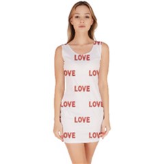 Flower Decorated Love Text Motif Print Pattern Bodycon Dress by dflcprintsclothing