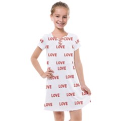 Flower Decorated Love Text Motif Print Pattern Kids  Cross Web Dress by dflcprintsclothing