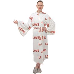 Flower Decorated Love Text Motif Print Pattern Maxi Velour Kimono by dflcprintsclothing