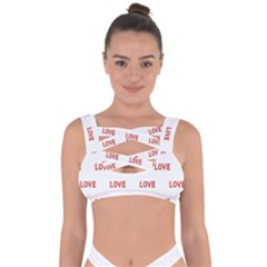 Flower Decorated Love Text Motif Print Pattern Bandaged Up Bikini Top by dflcprintsclothing