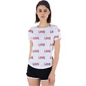 Flower Decorated Love Text Motif Print Pattern Back Cut Out Sport Tee View1