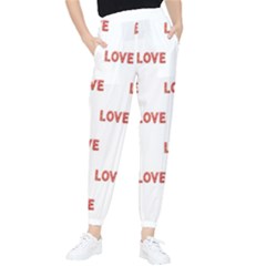 Flower Decorated Love Text Motif Print Pattern Tapered Pants by dflcprintsclothing