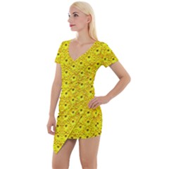 Flowers From Heaven  With A Modern Touch Short Sleeve Asymmetric Mini Dress by pepitasart