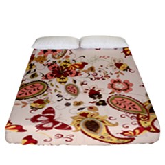 Red Floral Baatik Print Red Floral Baatik Print Fitted Sheet (California King Size)