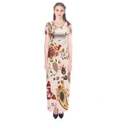 Red Floral Baatik Print Red Floral Baatik Print Short Sleeve Maxi Dress