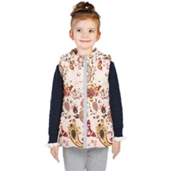 Red Floral Baatik Print Red Floral Baatik Print Kids  Hooded Puffer Vest by designsbymallika